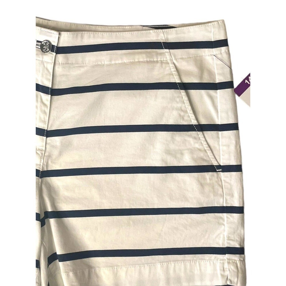 Nautica New White and Blue Striped Shorts With Pockets Size 14 Preppy Nautical - Picture 2 of 10
